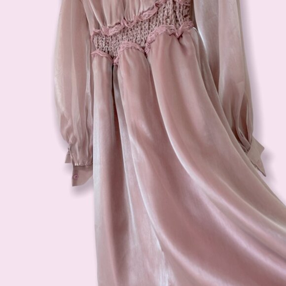 Shimmer Pink Midi Long Sleeves Dress - Picture 8 of 11
